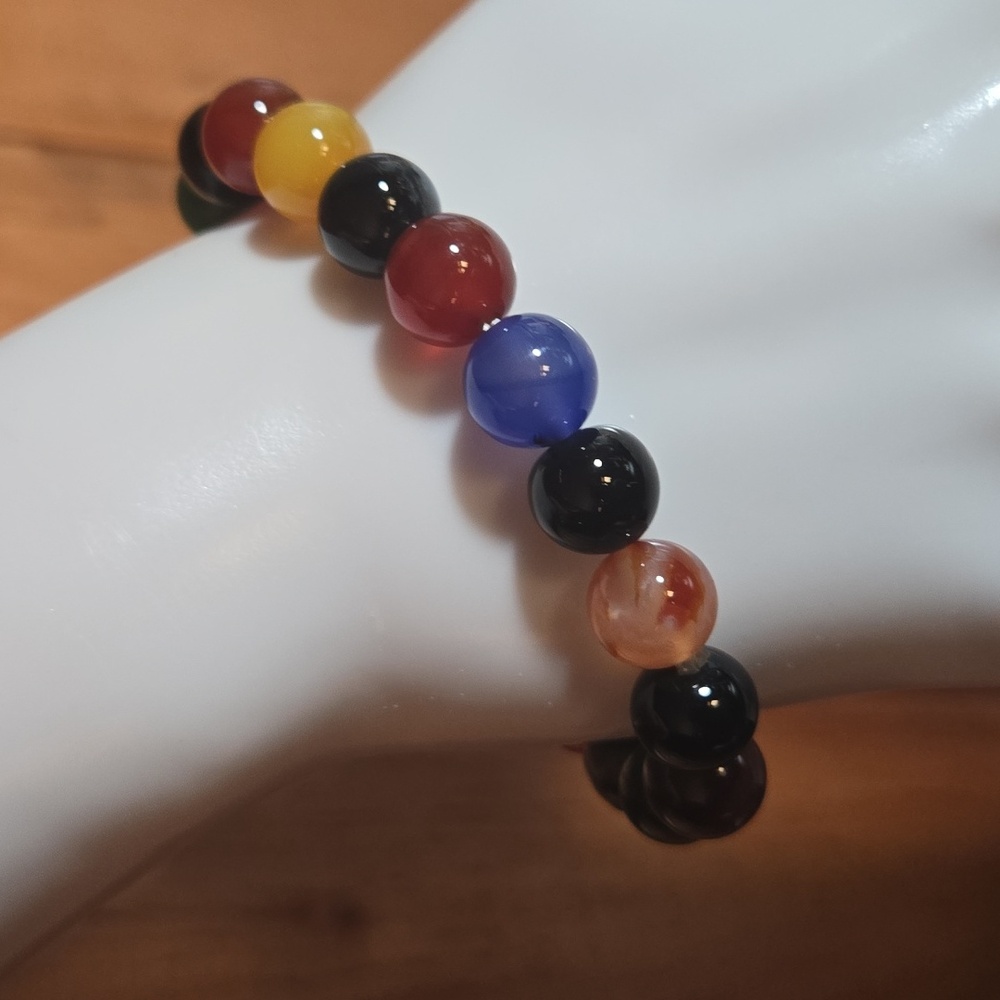 Polished Stone Bead Stretch Bracelet